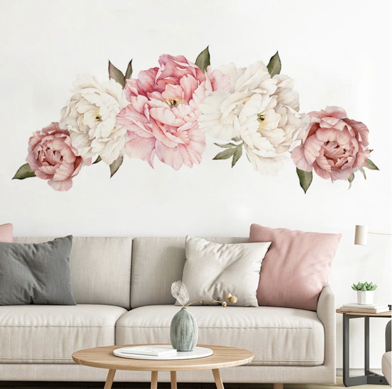 Peony Wall Stickers Flower Wall Stickers Floral Wall Decal Etsy