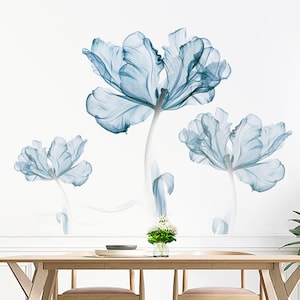Watercolor Floral Wall Decal | Removable Large Flowers Wall Sticker | Living Room Floral Wallpaper | Modern Decor - Lotus Wall Stickers