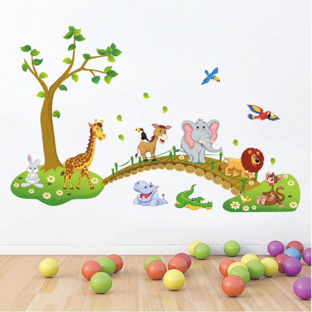 Safari Nursery Wall Decal: Jungle Animals Peel and Stick Decor - Etsy