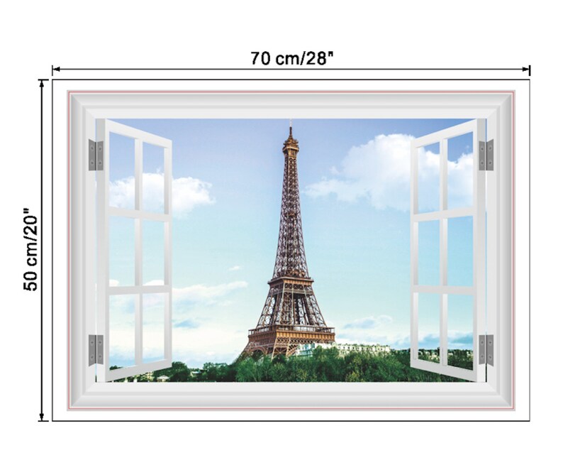 3D Paris WandAufkleber Gefälschte Fenster Eiffelturm | Etsy