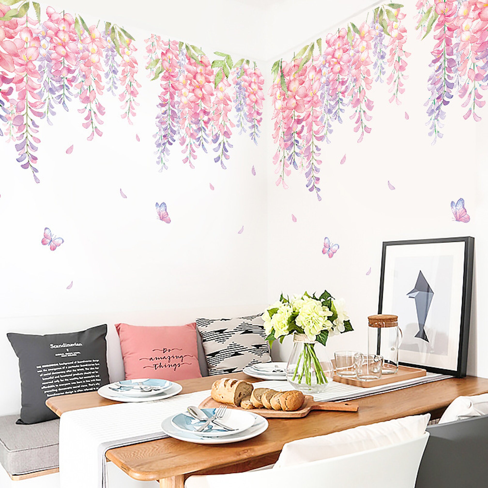 Hanging Wisteria Wall Art Floral Wall Decal Flower Wall Etsy
