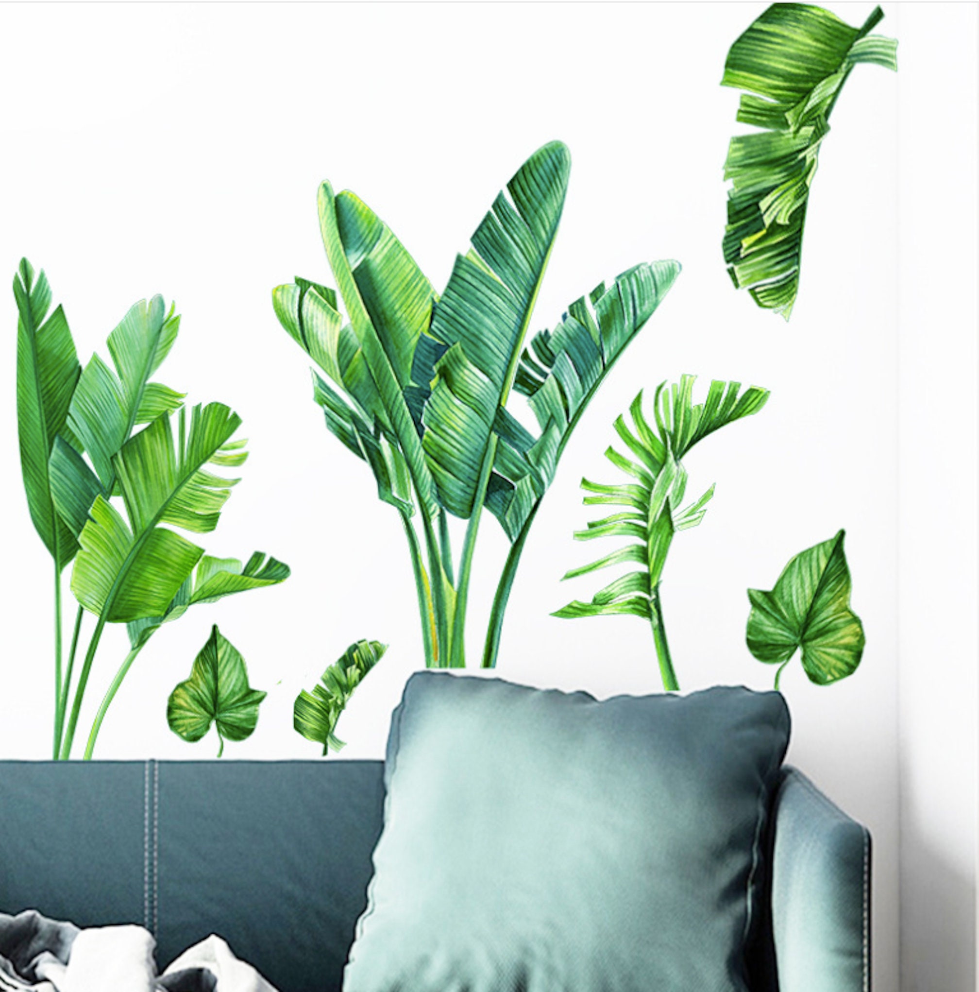 Banana Leaf Wall Sticker / Tropical Wall Decal / Big Green Etsy