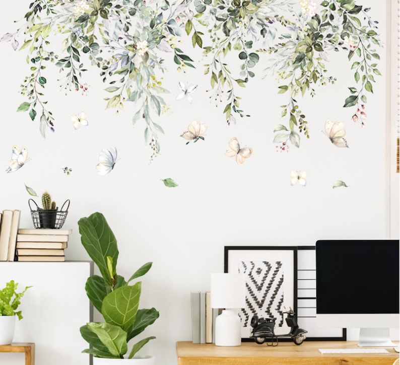 Hanging Vines and Leaves Wall Stickers / Greenery Wall Decal / Etsy