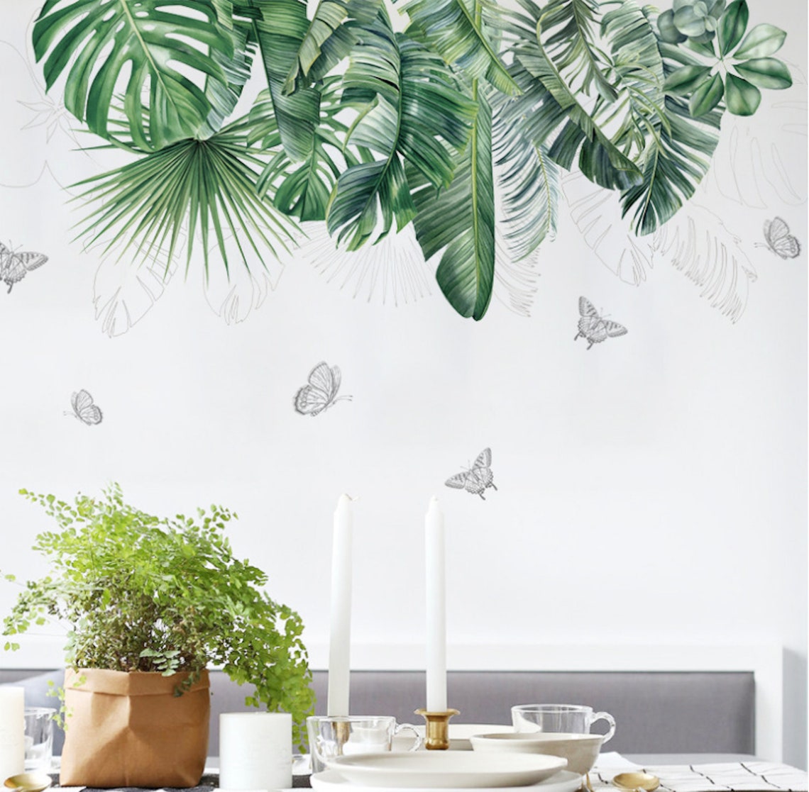 Large Hanging Banana Leaves Wall Stickers Palm Leave Wall Etsy