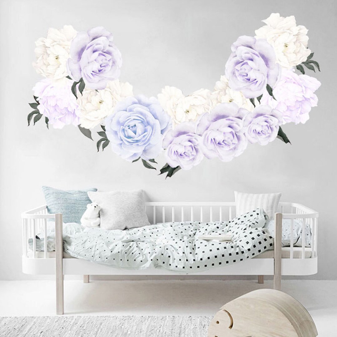 Removable Peony Flower Wall Sticker White Flower Decal for Etsy