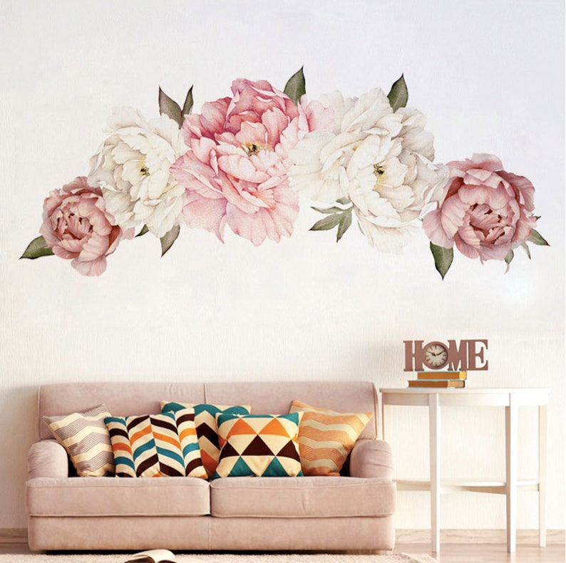 Peony Wall Stickers Flower Wall Stickers Floral Wall Decal Etsy