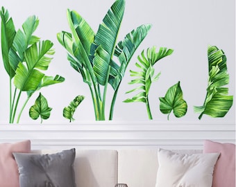 Banana Leaf Wall Decal | Large Tropical Leaf Mural | Removable Peel & Stick Wallpaper Alternative | Jungle Plant Decor for Living Room