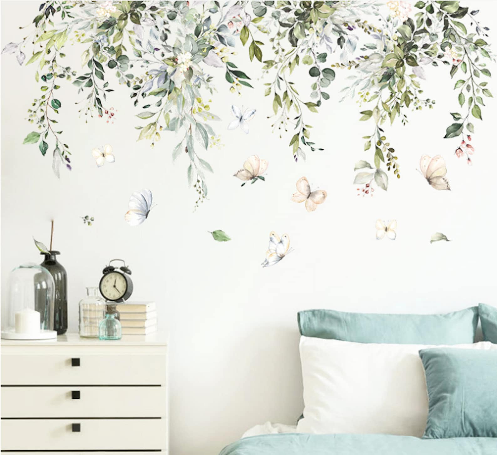 Hanging Vines and Leaves Wall Stickers / Greenery Wall Decal / Nature