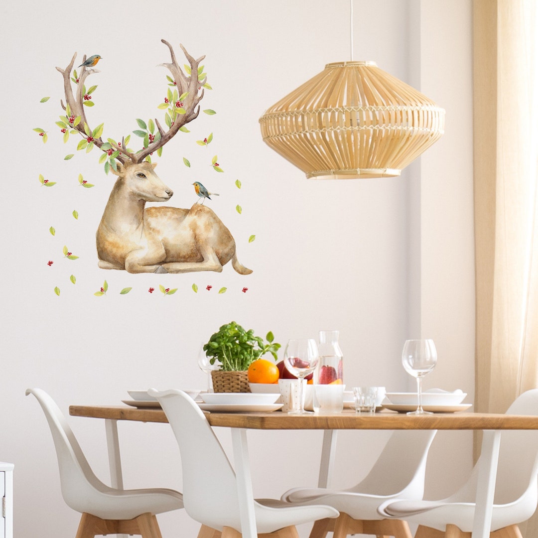 Woodland Scene Wall Decal | Deer Wall Sticker | Forest Nursery | Animal ...