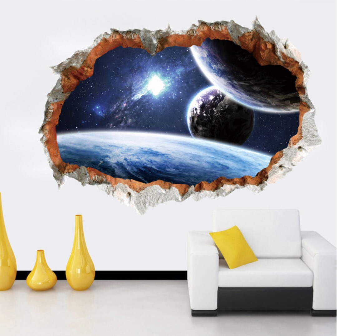 3D Outer Space Wall Decal: Peel and Stick Galaxy Decor - Etsy