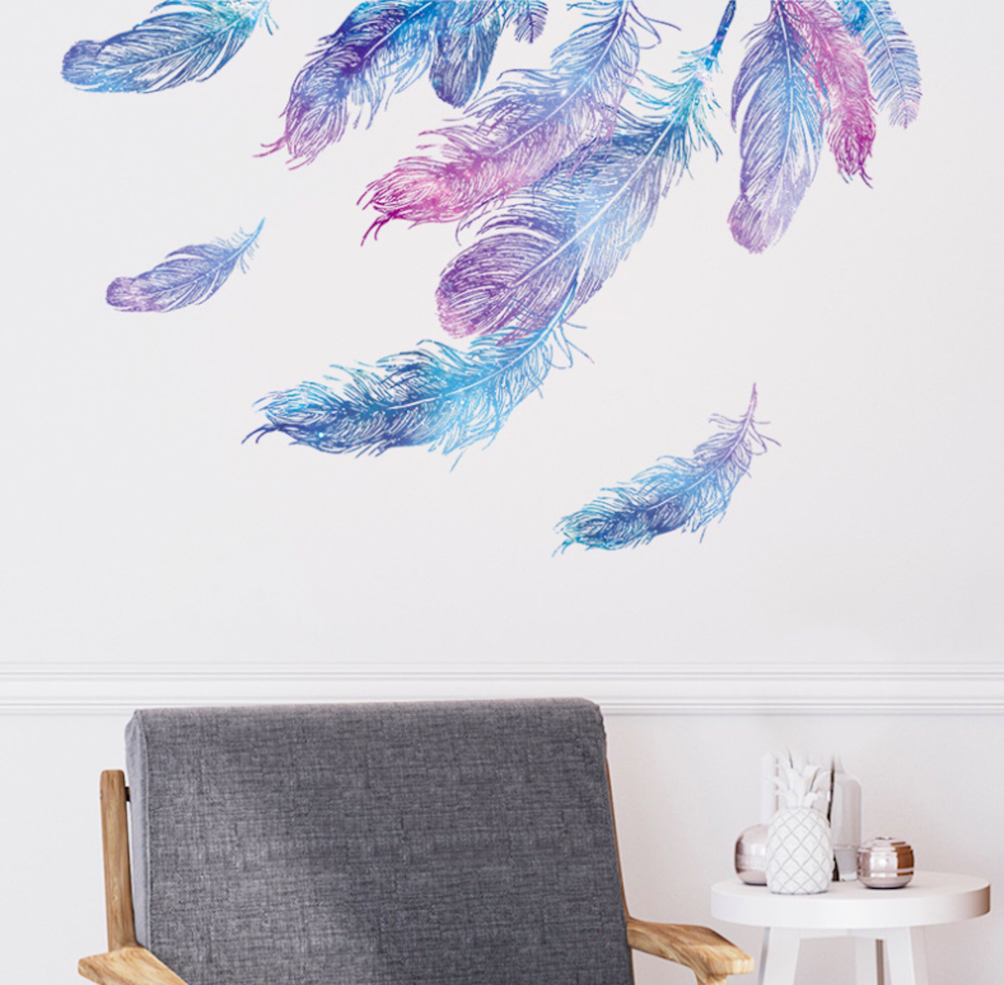Feather Wall Stickers / Floating Feather Decal / Removable Etsy