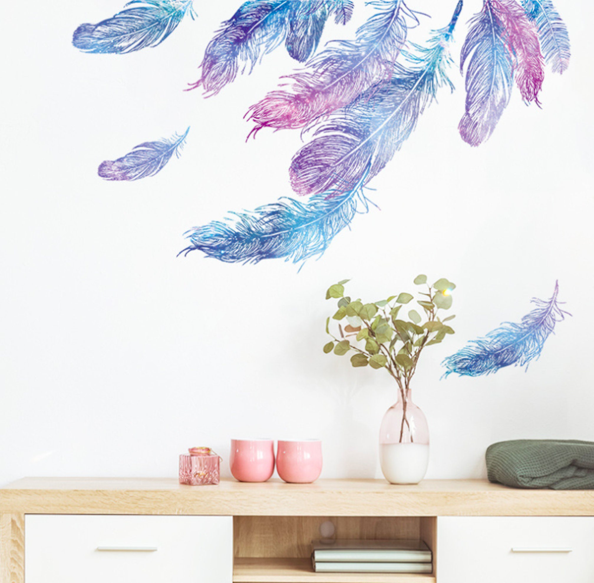 Feather Wall Stickers / Floating Feather Decal / Removable Etsy