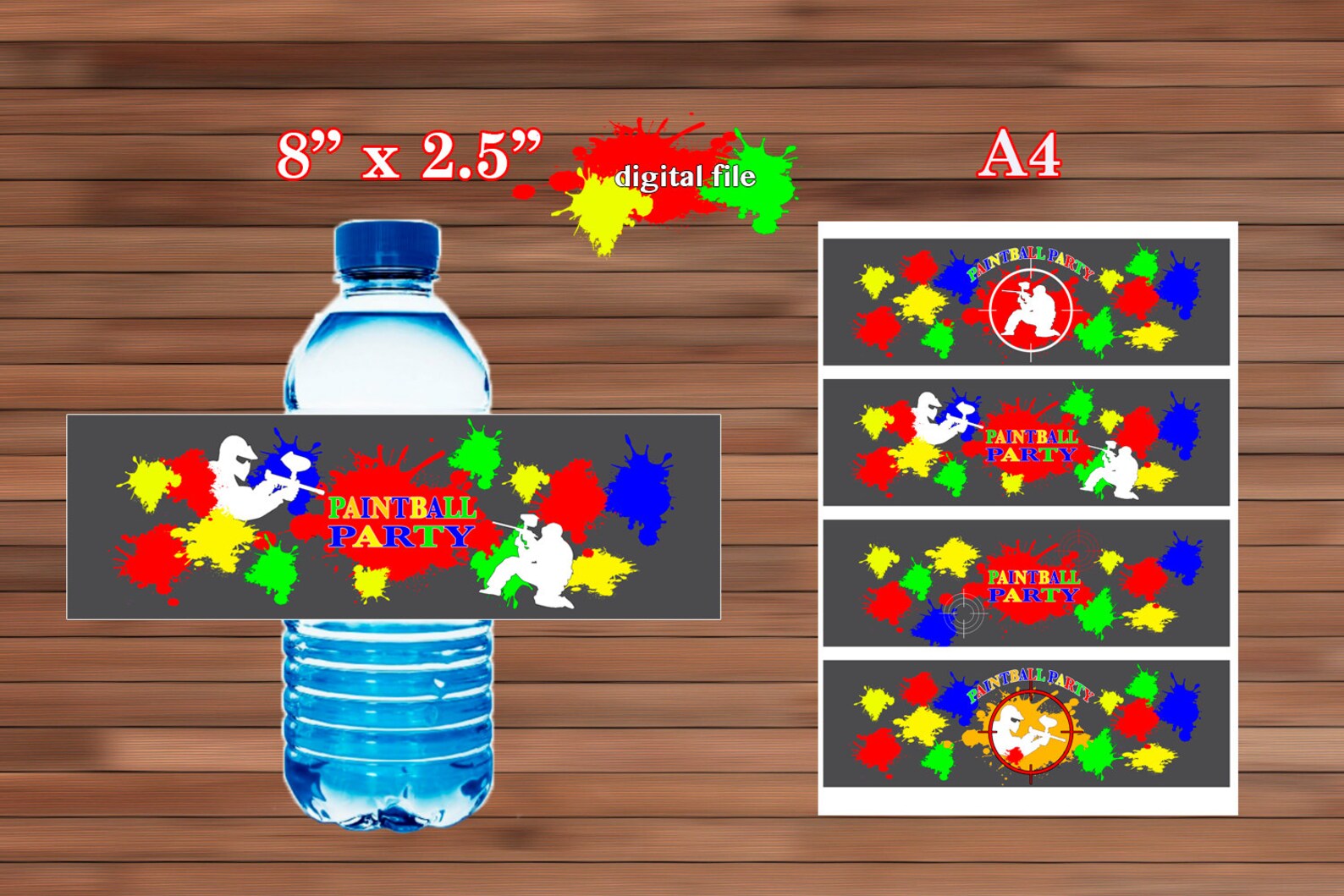 Paintball Birthday Party Paintball Water Bottle Label Etsy
