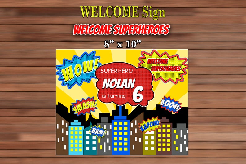 Super Birthday Party Decoration Super Birthday Party Welcome Sign Super Party Welcome Sign PDF 8x10 Welcome Sign