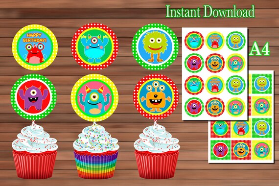 Little Monster Birthday Party Favor Little Monster Cupcake Etsy