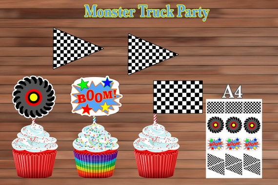 Monster Truck Birthday Party Decoration Monster Truck Cupcake Etsy