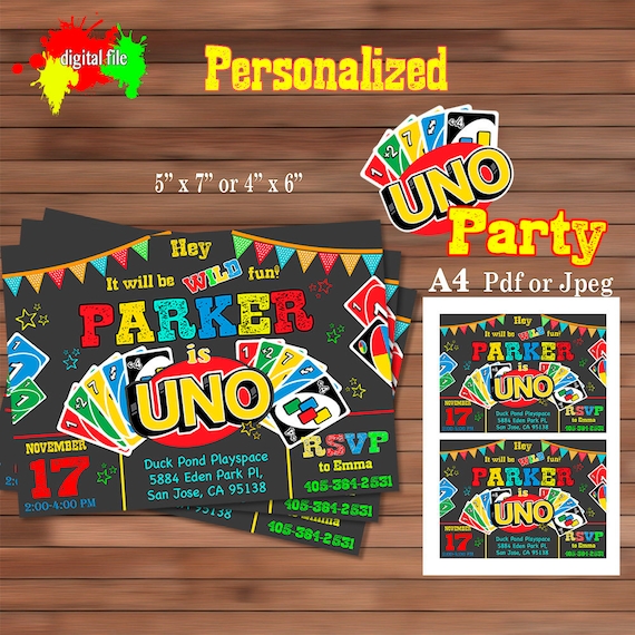 Uno Party Invitation Uno Party favor Uno chalkboard birthday Etsy