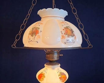 Vintage Gone W/the Wind Milk Glass Hanging Fruit/floral Parlor