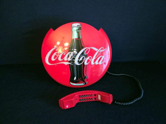 Vintage Coca-cola Brand Round Telephone 1997 Table or Wall Mount