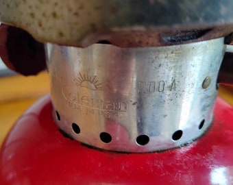 Vintage 1966 Coleman Red 200A Lantern W/bottom Accessory Safe