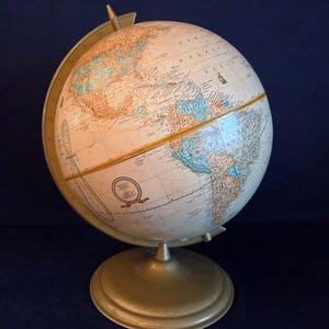 Vintage Cram&#39;s 12&quot; Imperial World Globe Cream Colored 1980&#39;s - USSR - 1980&#39;s