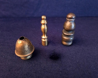 Lot of 3 Assorted Vintage Solid Brass Lamp/Light Finials - 1/8"ips Lamp Thread