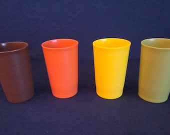 6 amber wavy tumblers Set of 6 - Amber Hand-blown Recycled Glass Tumblers