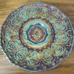 Vintage Fenton Amethyst Carnival Glass Contemporary &quot;Persian Medallion&quot; 9&quot; Plate
