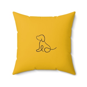 Dog Paw Print Spun Polyester Square Pillow Yellow