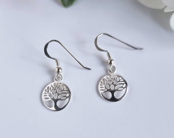 Sterling silver tree of life drop earrings, tree of life dangle earrings,  gift for her, birthday gift, valentine gift for her