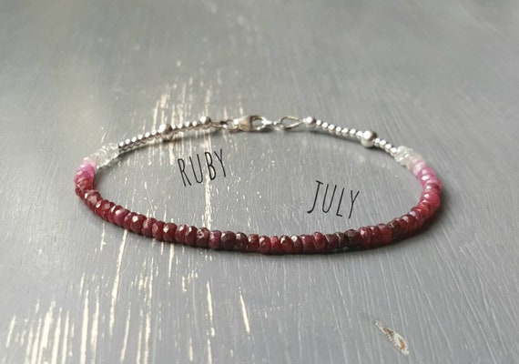 Ruby bracelet sterling silver July birtstone jewelry July birthday gift for her Crystal ruby jewelry for women Gemstone womens bracelet