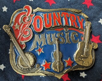 Fibbia per cintura vintage di musica country del 1982