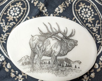 Elk Hunting Vintage Belt Buckle