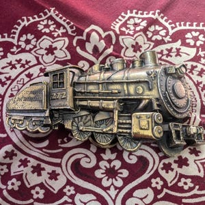 1980 Train Engine Locomotive Railroad Brass Belt Buckle by Great American Buckle Co
