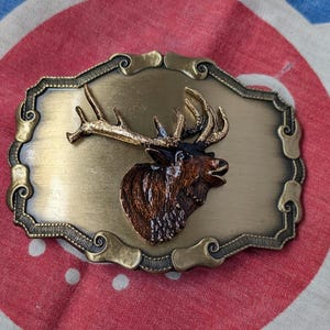 Elk Hunting Vintage Belt Buckle