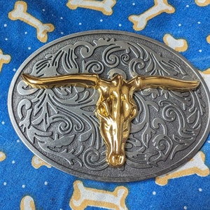 Steer Skull Western Cowboy Belt Buckle
