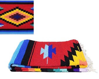 Mexican Diamond Blanket Red | Thick XL Mexican Yoga Blanket | Southwest Blanket | Baja Blanket Mexican Throw | Aztec Navajo