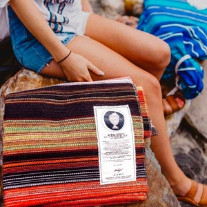 100 Cotton Orange Outdoor Blanket | Serape Style Blanket from Portugal | Great Yoga blanket, Yoga Rug, Beach Picnic Blanket, Patio Blanket