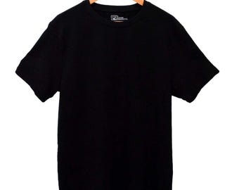 Camiseta masculina orgânica, preta - Camiseta de comércio justo | Camiseta 100% algodão orgânico com certificação GOTS - Camiseta preta lisa com gola redonda e ecológica
