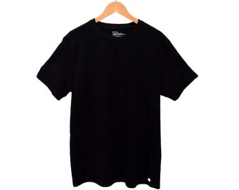 Mens Organic T Shirt Black | Fair Trade Certified Tee Shirt | 100% Organic Cotton Shirt GOTS – Eco Friendly Crew Neck Plain Black T-Shirt