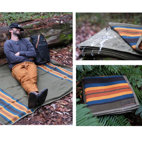 Gewaxt canvas deken / waterdichte deken | Campingdeken Cowboy Roll - Picknickdeken, kampvuurdeken Camp Gift Motordeken op rol