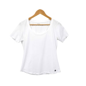 Womens Organic T Shirt White | Fair Trade Scoop Neck Tee | Certified Organic 100% Cotton Shirt - Eco Friendly | Women&#39;s Plain White T shirt