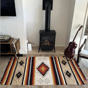 Wool Mexican Blanket | Aztec Diamond Throw Blanket | Southwest Blanket | Mexican Blanket Rug -  Baja Blanket Mexican Home Decor