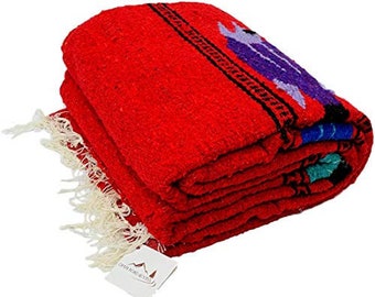 Mexican Baja Blanket Red Fish | Yoga Blanket | Thick Savasana Blanket | Vintage Throw | Bohemian Wall Tapestry | Baja Beach Blanket