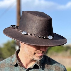 Leather Western Hat | Cowboy & Cowgirl Hat | Rancher Hat | Old West | Cattleman Hat | Ranch Style Cowboy Hat | Explorer Hat | Coachella Hat