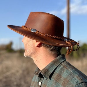 Leather Western Hat | Cowboy & Cowgirl Hat | Rancher Hat | Old West | Cattleman Hat | Ranch Style Cowboy Hat | Explorer Hat | Coachella Hat