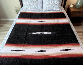 Mexican Blanket Black White Diamonds | Yoga Blanket | Throw Blanket | Outdoor Blanket | Van Blanket