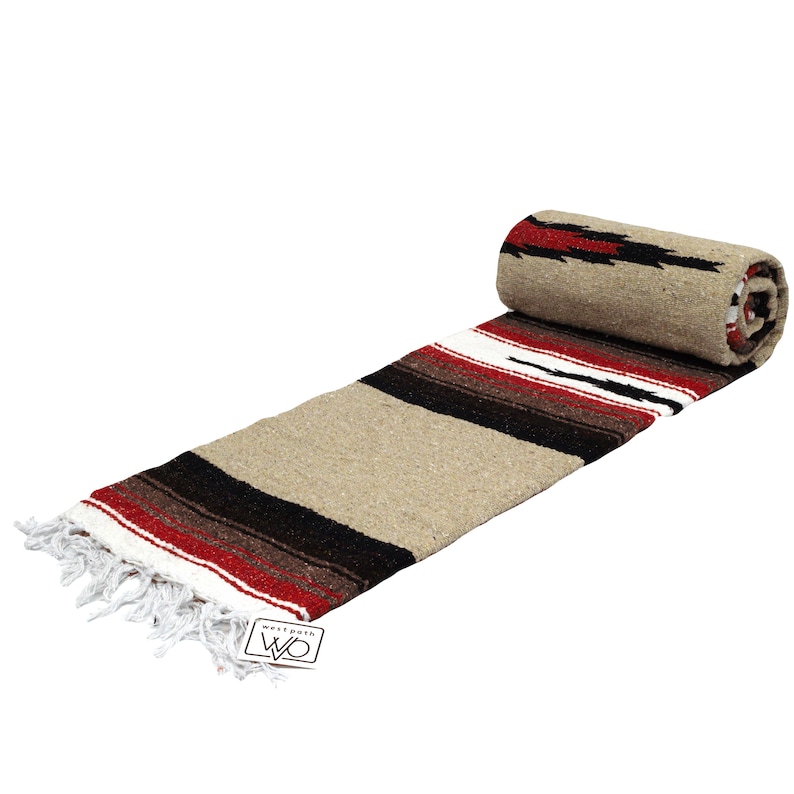 Mexican Blanket Brown Khaki Tan Yoga Blanket Serape Baja Etsy