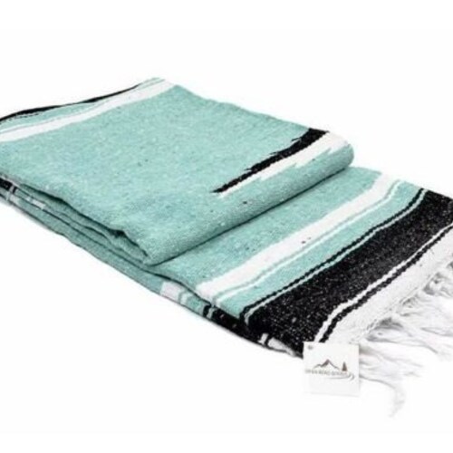 Mexican Blanket Mint Yoga Blanket Southwest Baja Blanket Etsy