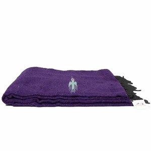 Mexican Blanket Dark Purple Thunderbird | Yoga Blanket | Home Decor Throw with Tassels | Baja Vintage Style Blanket | Boho Wall Tapestry